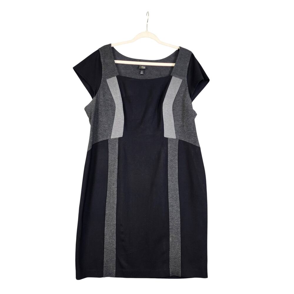 Lane Bryant 6th & LN Womens Colorblock Sheath Dress Plus Size 18 Black Gray Work